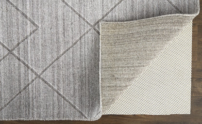 9 x 12 Ivory & Silver Striped Hand Woven Rug