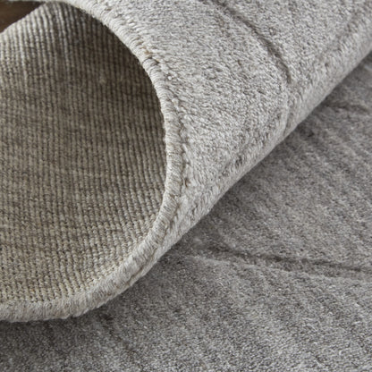 9 x 12 Ivory & Silver Striped Hand Woven Rug