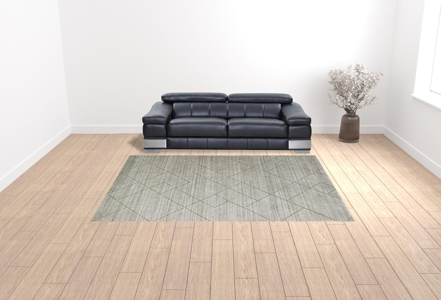 9 x 12 Ivory & Silver Striped Hand Woven Rug