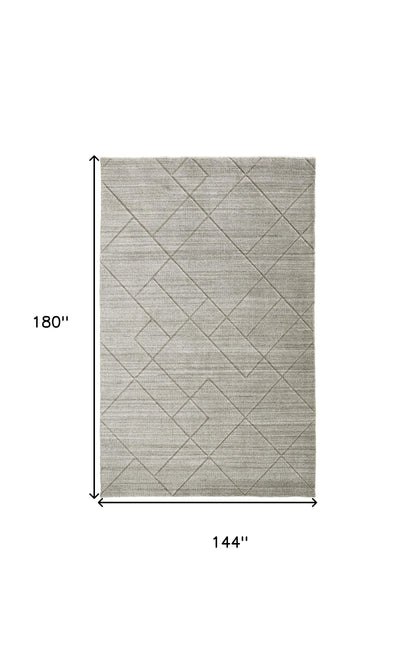 12 x 15 Ivory & Silver Striped Hand Woven Rug