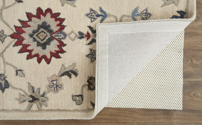 9 x 12 Ivory & Blue Wool Floral Hand Tufted Rug