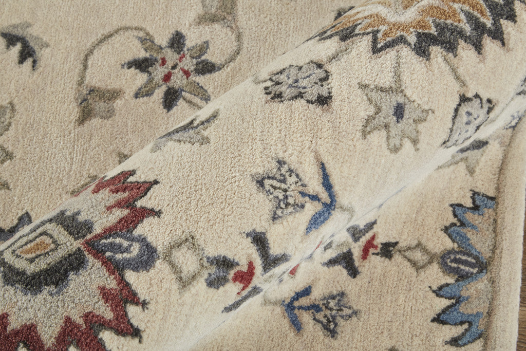9 x 12 Ivory & Blue Wool Floral Hand Tufted Rug