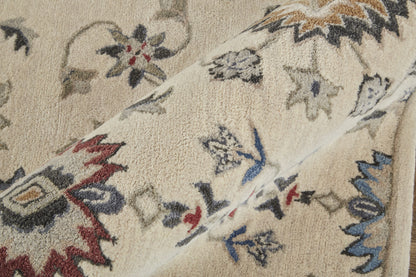 9 x 12 Ivory & Blue Wool Floral Hand Tufted Rug