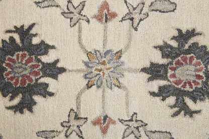 9 x 12 Ivory & Blue Wool Floral Hand Tufted Rug
