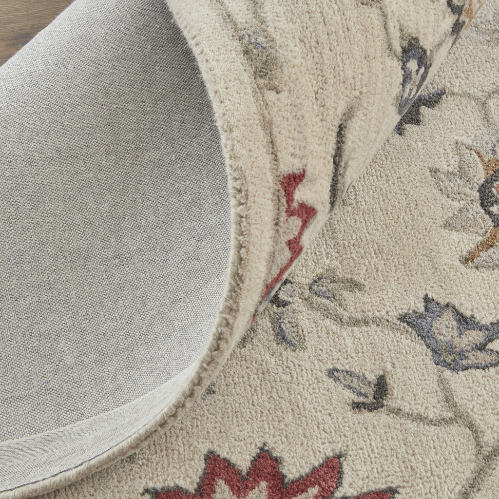 9 x 12 Ivory & Blue Wool Floral Hand Tufted Rug
