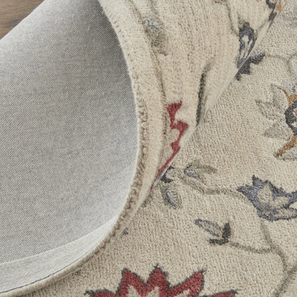 9 x 12 Ivory & Blue Wool Floral Hand Tufted Rug