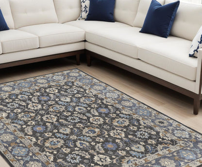 9 x 12 Taupe & Ivory Wool Floral Hand Tufted Rug