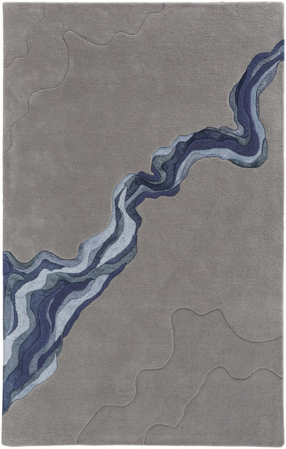 9 x 12 Gray & Blue Wool Hand Tufted Rug