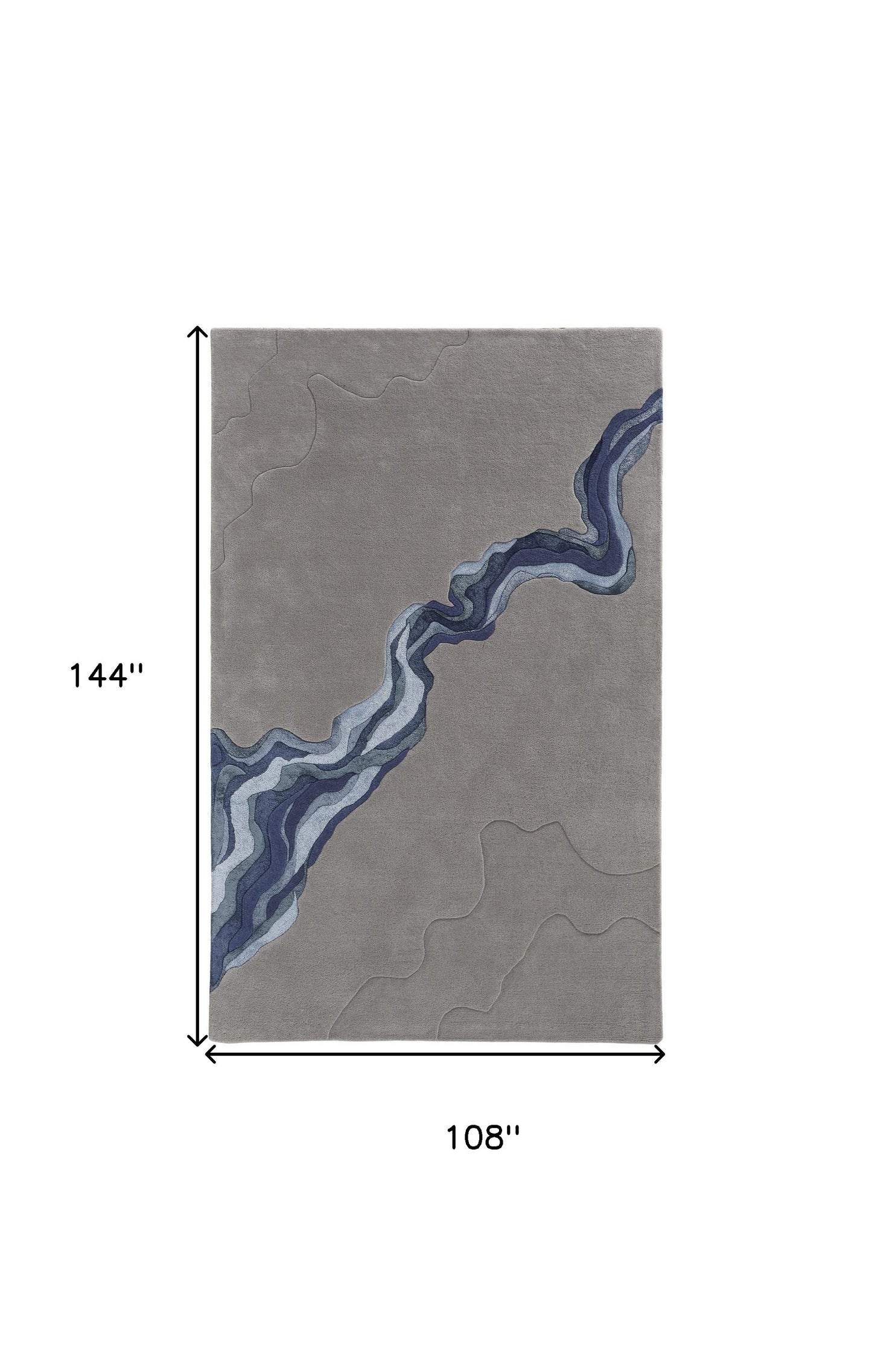 9 x 12 Gray & Blue Wool Hand Tufted Rug