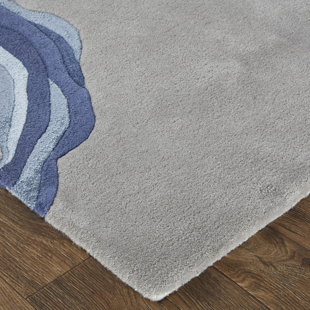 9 x 12 Gray & Blue Wool Hand Tufted Rug