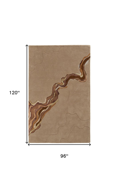 8 x 10 Beige & Brown Hand Tufted Rug