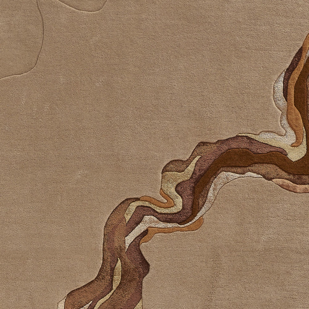 8 x 10 Beige & Brown Hand Tufted Rug