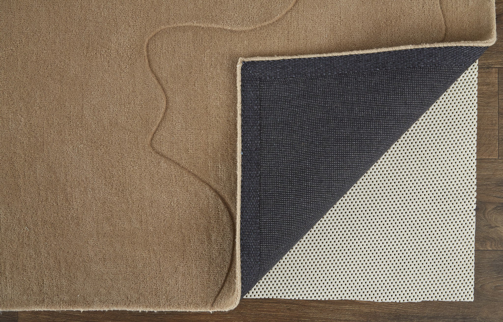 9 x 12 Tan & Orange Wool Hand Tufted Rug