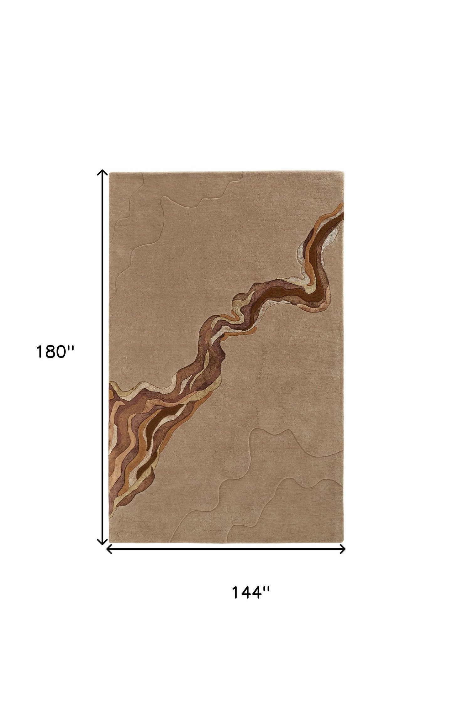 12 x 15 Tan & Orange Wool Hand Tufted Rug