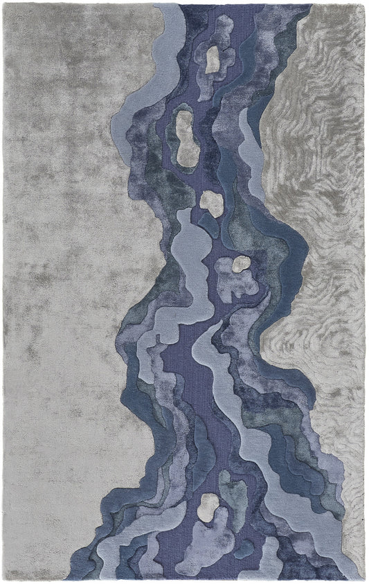 9 x 12 Blue & Gray Wool Hand Tufted Rug