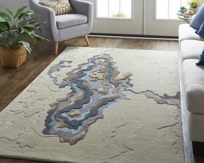 9 x 12 Tan & Brown Wool Hand Tufted Rug