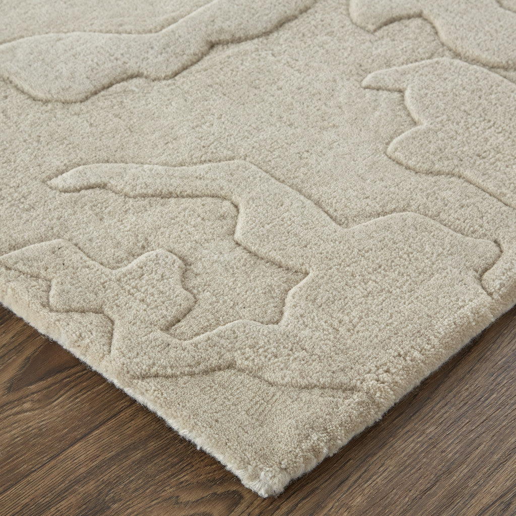 9 x 12 Tan & Brown Wool Hand Tufted Rug