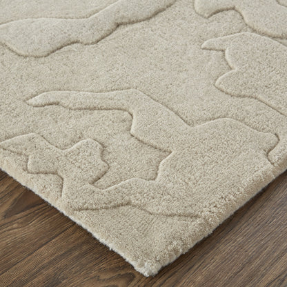 9 x 12 Tan & Brown Wool Hand Tufted Rug