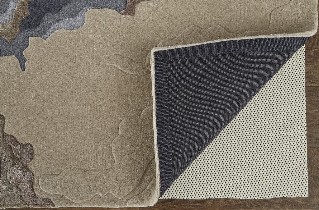 9 x 12 Tan & Brown Wool Hand Tufted Rug