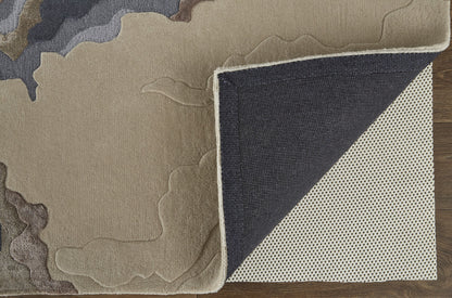 9 x 12 Tan & Brown Wool Hand Tufted Rug