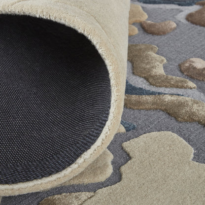 9 x 12 Tan & Brown Wool Hand Tufted Rug