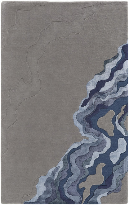 9 x 12 Blue & Gray Wool Hand Tufted Rug