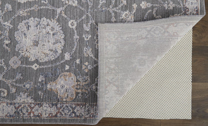 8 x 10 Gray & Ivory Floral Power Loom Rug