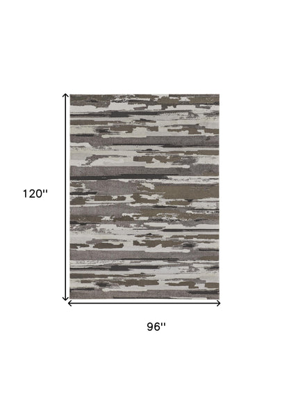 8 x 10 Gray & Ivory Power Loom Distressed Rug