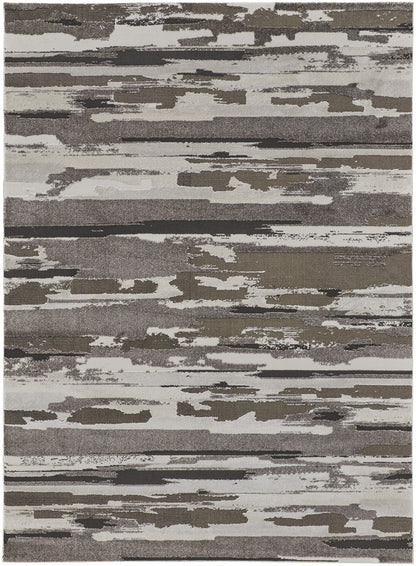 12 x 15 Gray & Ivory Power Loom Distressed Rug
