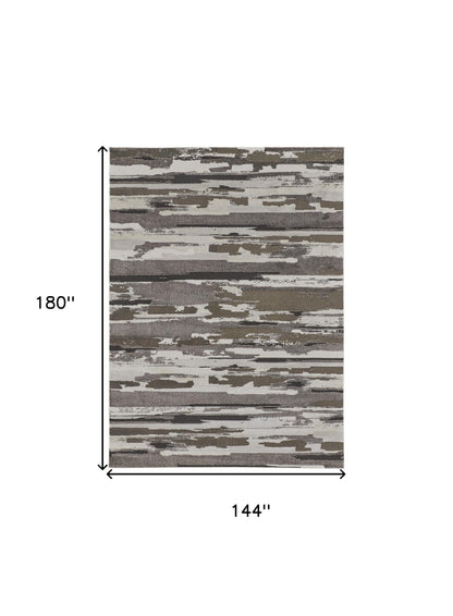 12 x 15 Gray & Ivory Power Loom Distressed Rug
