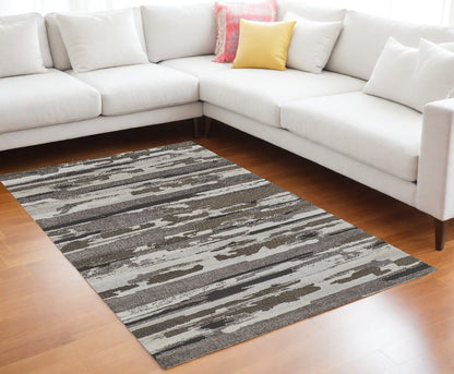 12 x 15 Gray & Ivory Power Loom Distressed Rug
