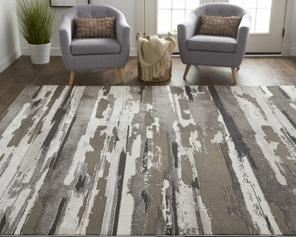 12 x 15 Gray & Ivory Power Loom Distressed Rug