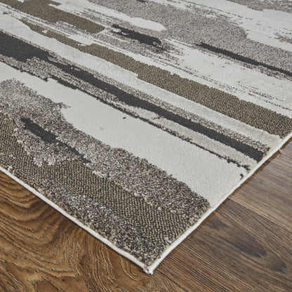 12 x 15 Gray & Ivory Power Loom Distressed Rug