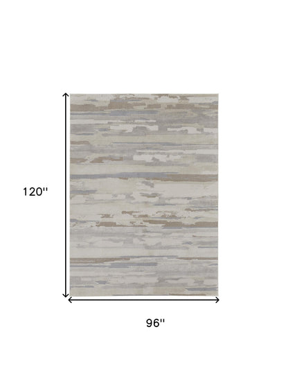 8 x 10 Brown & Ivory Power Loom Distressed Rug