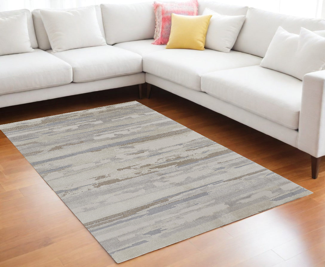 8 x 10 Brown & Ivory Power Loom Distressed Rug