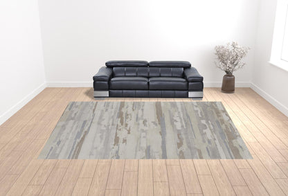 12 x 15 Ivory Tan & Brown Power Loom Distressed Stain Resistant Rug