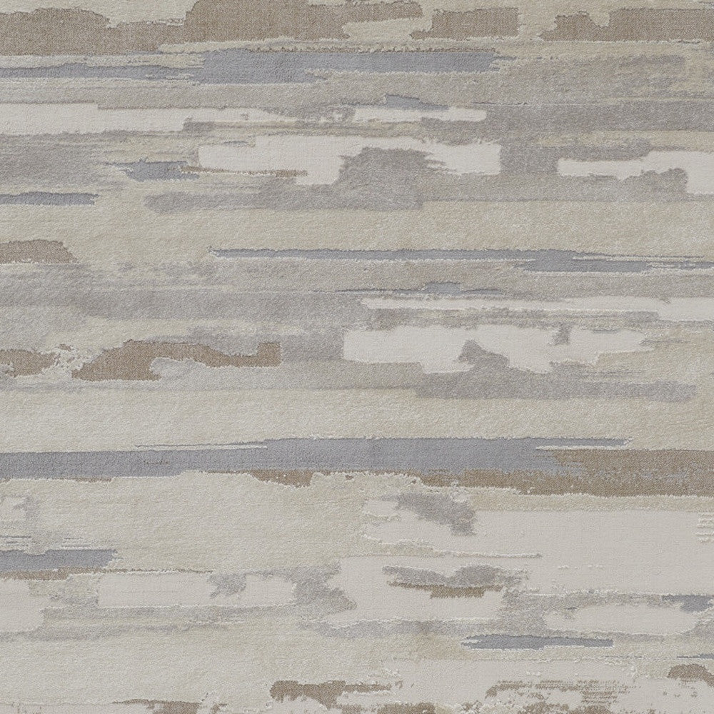 12 x 15 Ivory Tan & Brown Power Loom Distressed Stain Resistant Rug