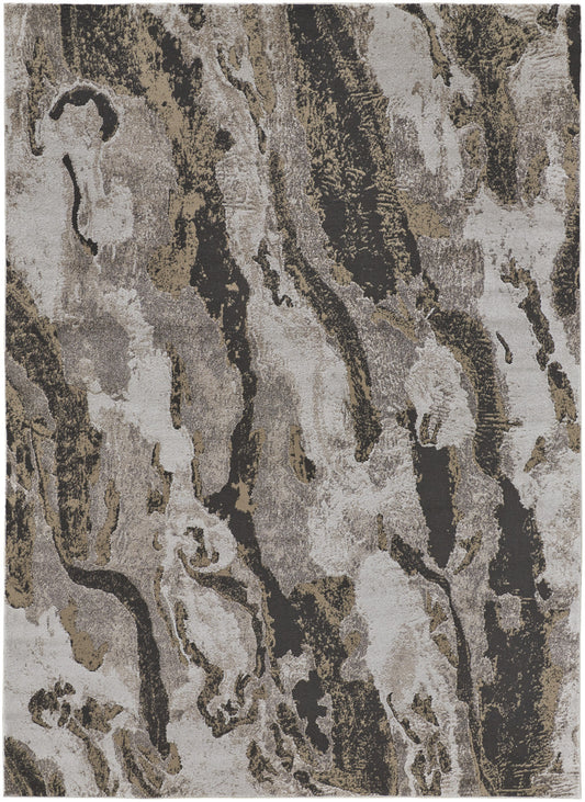 8 x 10 Brown & Ivory Power Loom Distressed Rug
