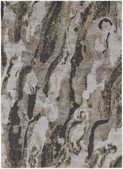 8 x 10 Brown & Ivory Power Loom Distressed Rug