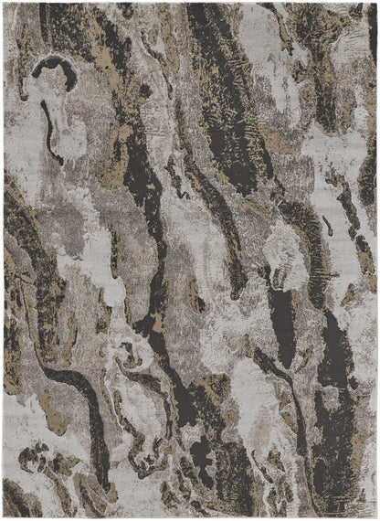 12 x 15 Brown & Ivory Power Loom Distressed Rug