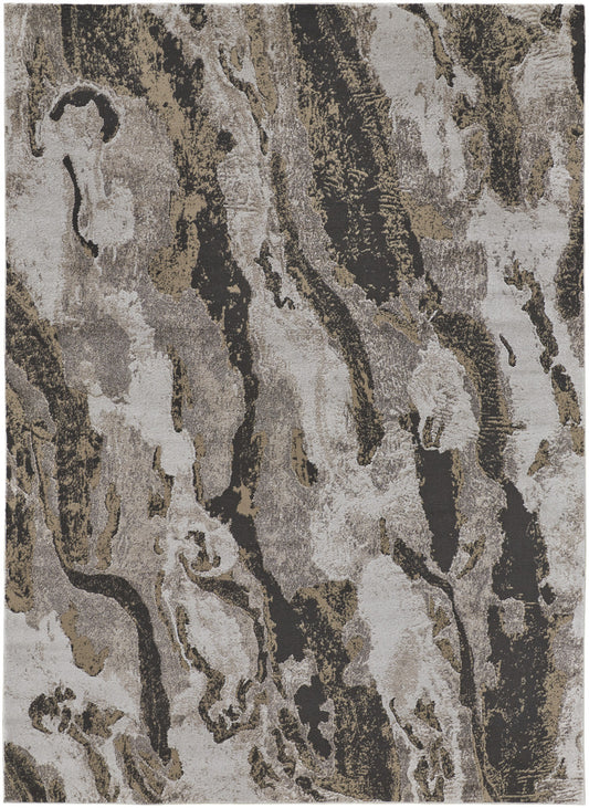 12 x 15 Brown & Ivory Power Loom Distressed Rug