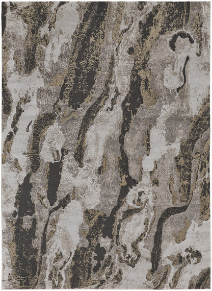 12 x 15 Brown & Ivory Power Loom Distressed Rug