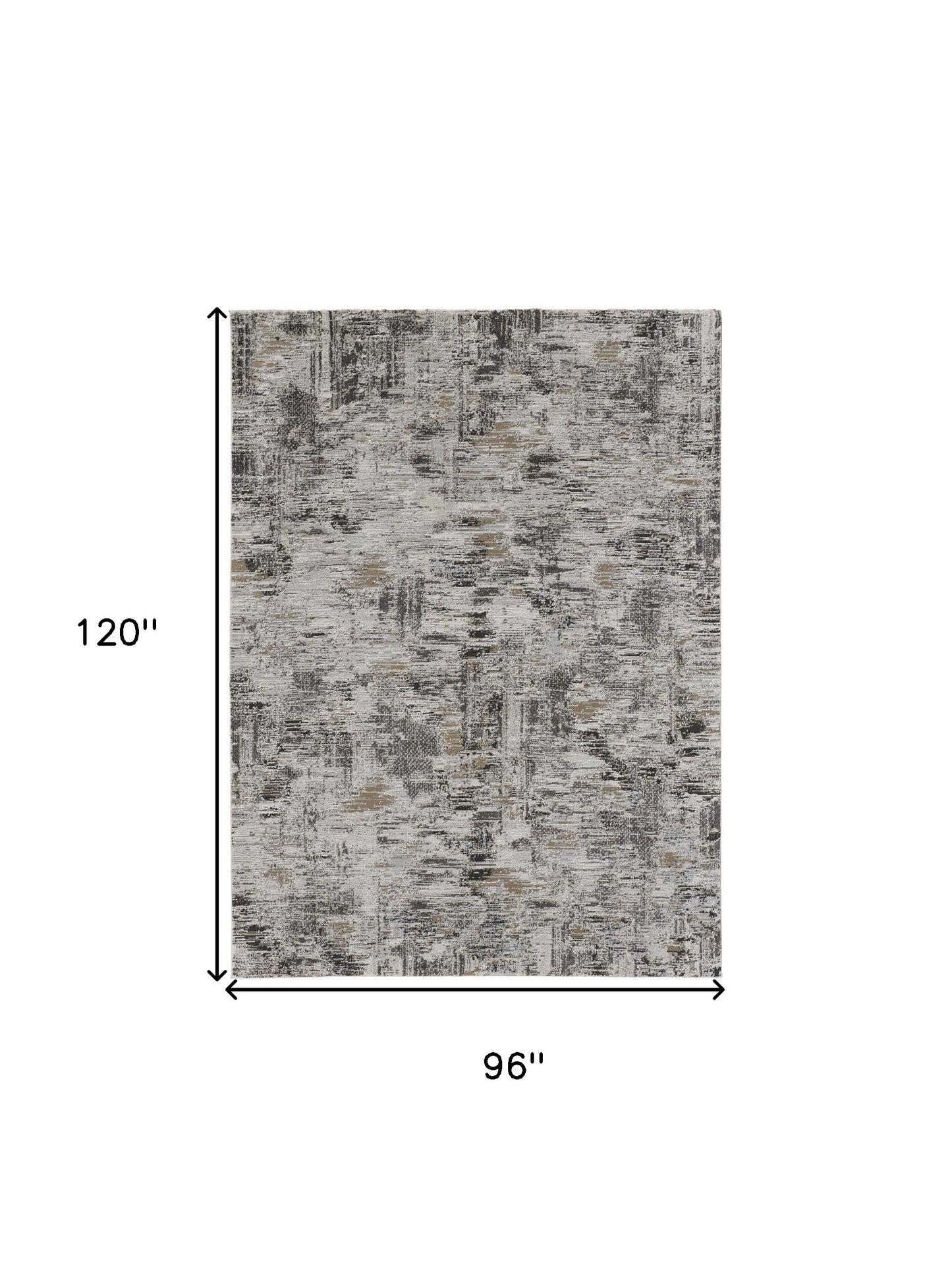 8 x 10 Gray & Ivory Power Loom Distressed Rug