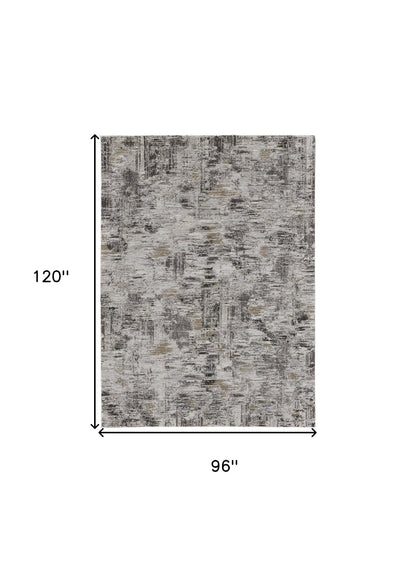 8 x 10 Gray & Ivory Power Loom Distressed Rug