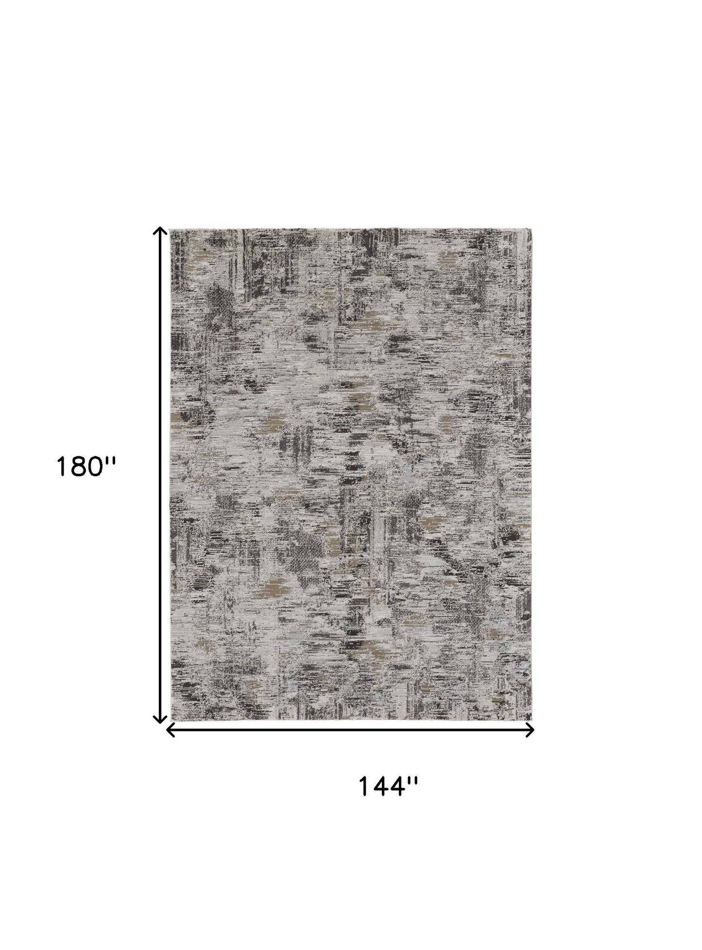12 x 15 Ivory Gray & Brown Power Loom Distressed Stain Resistant Rug