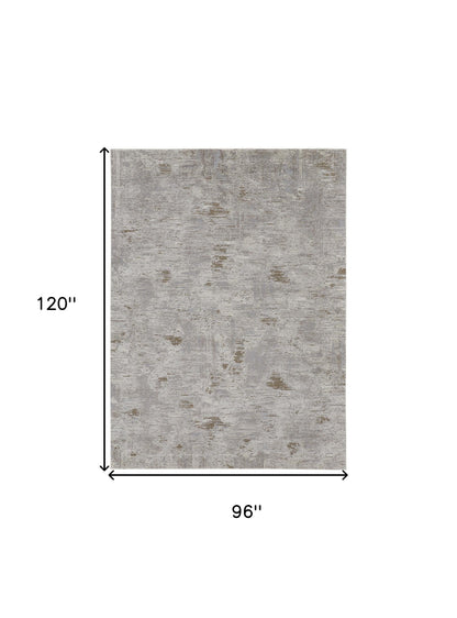 8 x 10 Gray & Ivory Power Loom Distressed Rug
