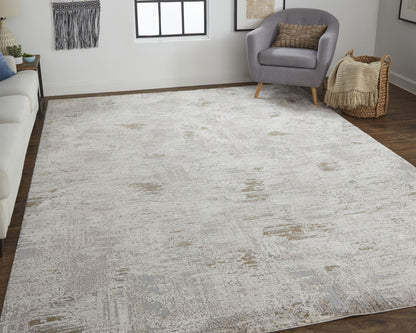 8 x 10 Gray & Ivory Power Loom Distressed Rug