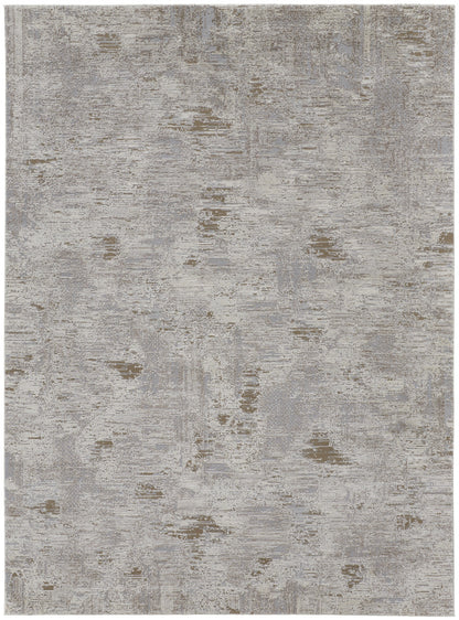 12 x 15 Gray & Ivory Power Loom Distressed Rug