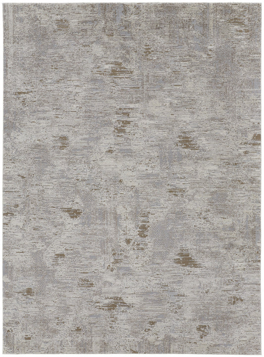 12 x 15 Gray & Ivory Power Loom Distressed Rug