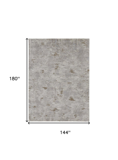 12 x 15 Gray & Ivory Power Loom Distressed Rug